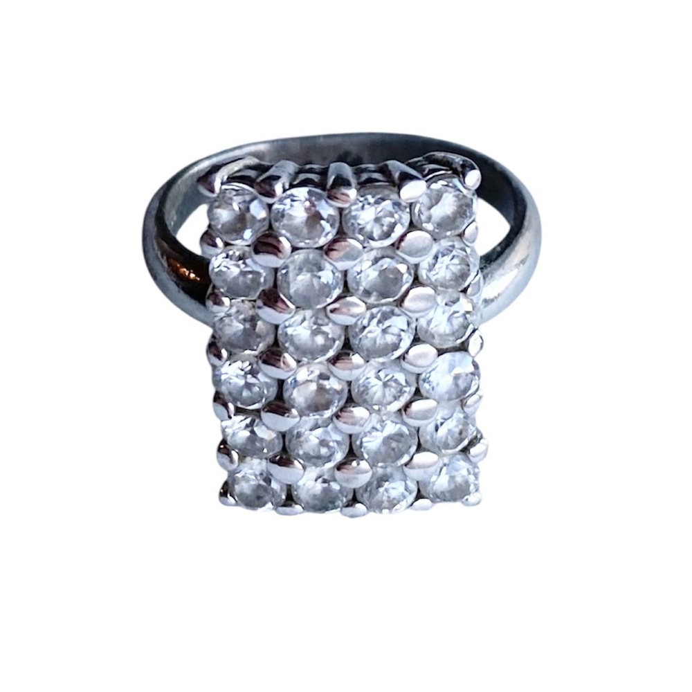 Sparkly Silver-Tone Rhinestone Statement Ring | G… - image 1